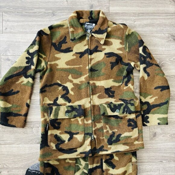 Vtg Thermo-King Camo Hunting Jacket Pants Set Mens M Malden Fleece Game Pouch - Picture 2 of 16